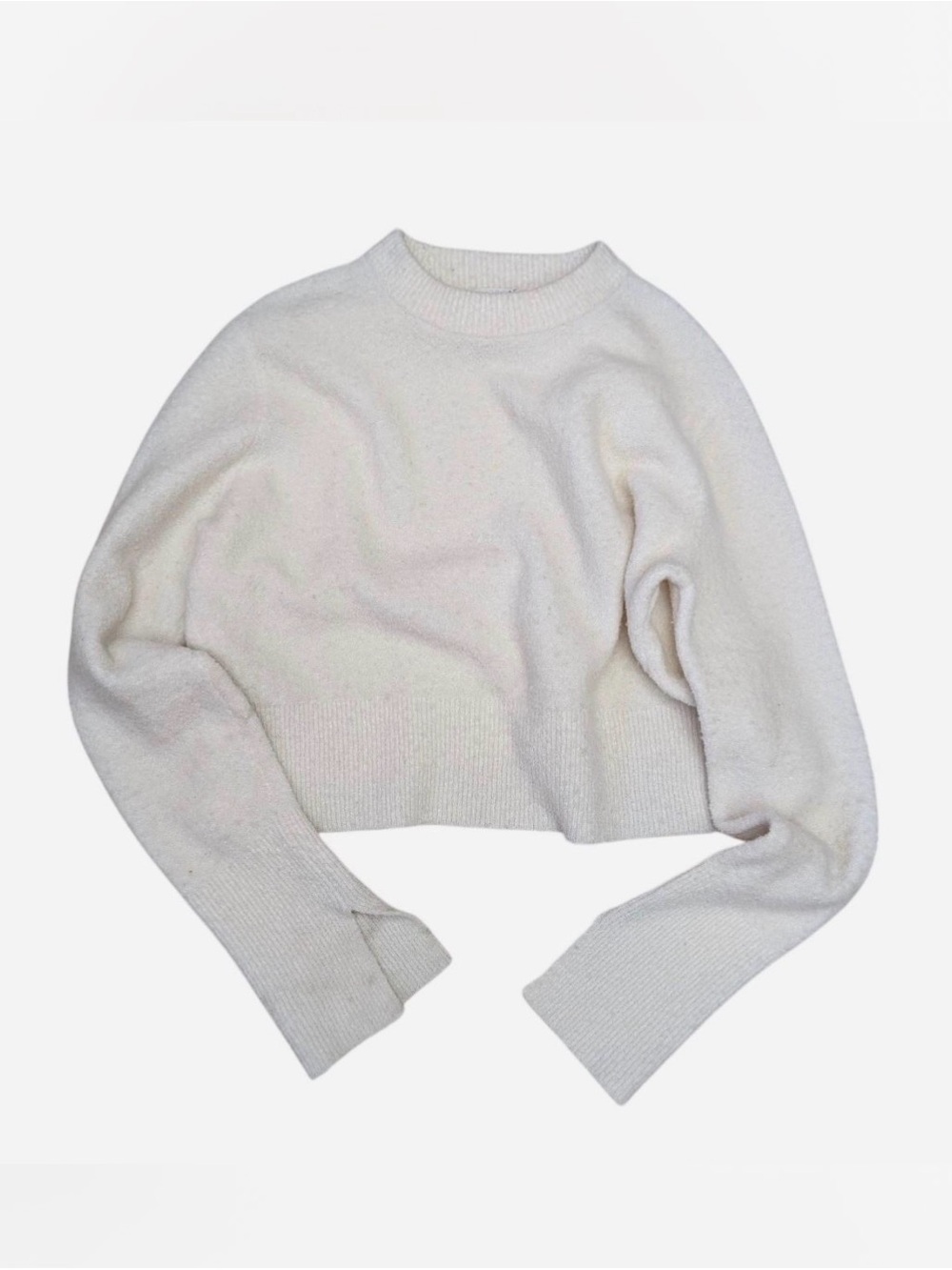 COS Cream Cropped Crewneck Sweater